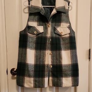 Plaid Sleeveless Vest By Shein